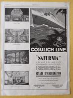 Cosulich Line Saturnia 1927 advertentie, Gebruikt, Ophalen of Verzenden, Motorboot, Kaart, Foto of Prent