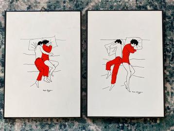 Vintage Tweeluik Marja Bezemer 1978- Minimalistische Kunst beschikbaar voor biedingen