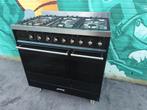Smeg gasfornuis 90cm Zwart/Inox Bezorging mogelijk, Ophalen, 60 cm of meer, Zo goed als nieuw, Smeg italia
