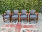 Schuitema Art Nouveau Jugendstil 4 x stoelen !!!, Huis en Inrichting, Stoelen, Gebruikt, Blauw, Schuitema, Vier