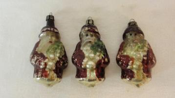 3 Oude glazen kerstbal kerstmannen beschikbaar voor biedingen