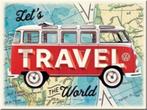 Volkswagen busje lets travel reclame koelkast magneet, Ophalen of Verzenden, Nieuw, Auto's