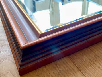 Facet geslepen spiegel massief kersen houten lijst 74x104cm beschikbaar voor biedingen