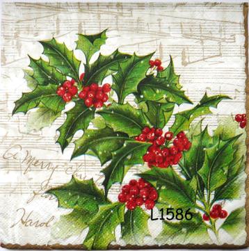 Servetten decoupage/bullet journal – hulst en muziek L1586 beschikbaar voor biedingen