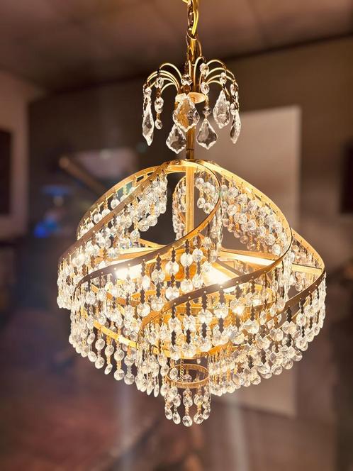 Zeldzame kristallen swirl lamp, Huis en Inrichting, Lampen | Hanglampen, Zo goed als nieuw, 50 tot 75 cm, Glas, Metaal, Ophalen of Verzenden
