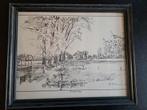 Schilderij pentekening P Hohmann Lanschoorsebrug, Antiek en Kunst, Ophalen of Verzenden