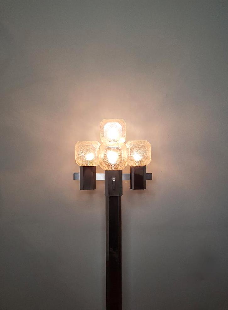 Brutalist vloerlamp van Cosack Leuchten 1960s, Huis en Inrichting, Lampen | Vloerlampen, Gebruikt, 150 tot 200 cm, Glas, Metaal