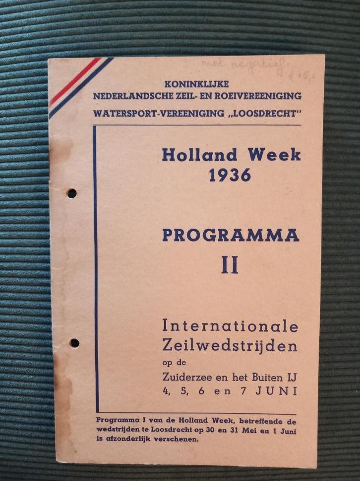 Programmaboekje Internationale Zeilwedstrijden  1936, Watersport en Boten, Zeilen en Zeiltoebehoren, Minder dan 15 m², Ophalen of Verzenden