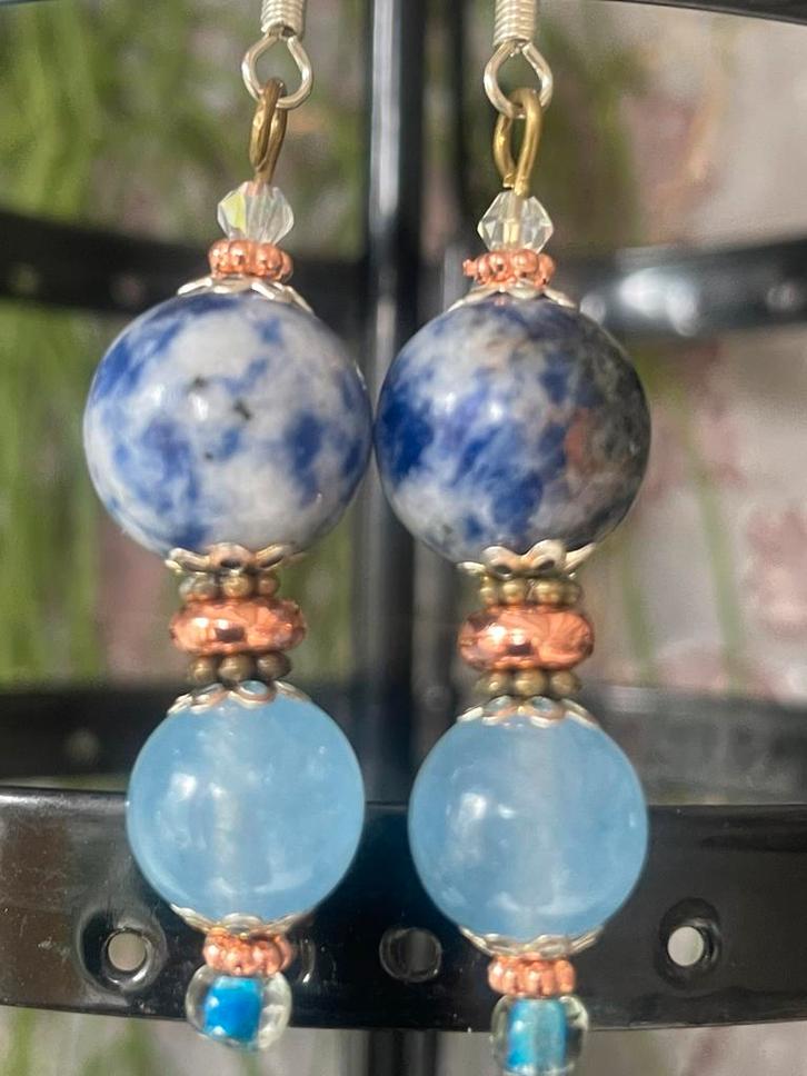 Stoere hangers, Sieraden, Tassen en Uiterlijk, Oorbellen, Nieuw, Hangers, Overige materialen, Blauw, Ophalen of Verzenden