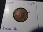 5 cent 1957  2x   1 met hele E  en 1 met gebroken E, Postzegels en Munten, Munten | Nederland, Ophalen of Verzenden, Koningin Juliana