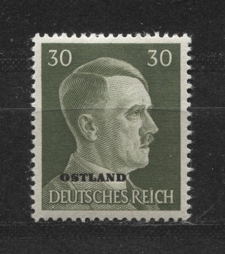 Duitse Adolf H postzegel met opdruk Ostland (15), Verzamelen, Militaria | Tweede Wereldoorlog, Landmacht, Foto of Poster, Duitsland