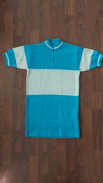 Wollen vintage retro fietsshirt Santini Bianchi