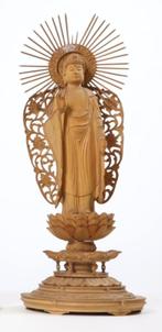 Amitābha Boeddha Japan houtsnijwerk Buddha, Ophalen of Verzenden, Gebruikt