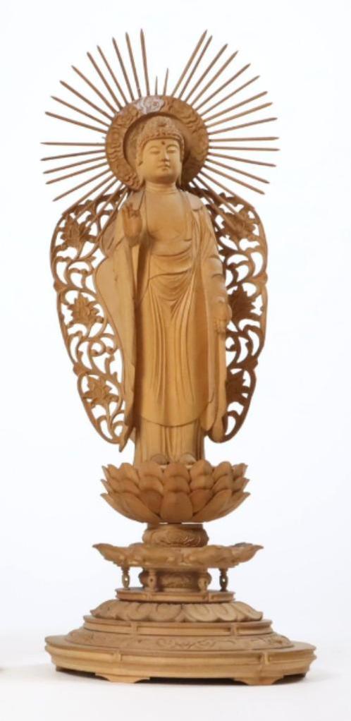 Amitābha Boeddha Japan houtsnijwerk Buddha, Huis en Inrichting, Woonaccessoires | Boeddhabeelden, Gebruikt, Ophalen of Verzenden