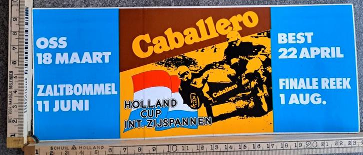 Vintage sticker Cabalero Holland cup int. Zijspannen Oss, Verzamelen, Stickers, Zo goed als nieuw, Ophalen of Verzenden