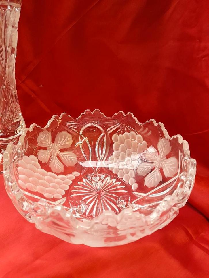 Mooie kristallen fruit schaal druiven, Antiek en Kunst, Antiek | Glas en Kristal, Ophalen of Verzenden