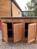 Stoer dressoir kast driedeurs met marmer, Huis en Inrichting, Kasten | Dressoirs, Ophalen, Gebruikt, Teakhout, Landelijk