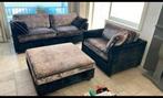 Zwart zilver crushed velvet bankstel loveseat en joker, Ophalen of Verzenden