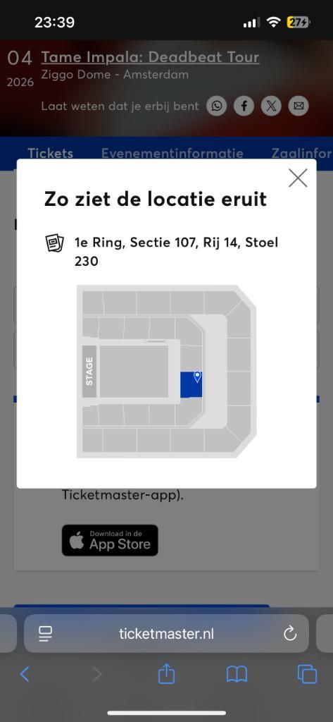 Tame Impala ticket - Amsterdam 04/05, Tickets en Kaartjes, Concerten | House, Techno en Trance, Eén persoon, Mei