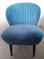 Fauteuil blauw fluweel zgan, Ophalen, Zo goed als nieuw, 50 tot 75 cm