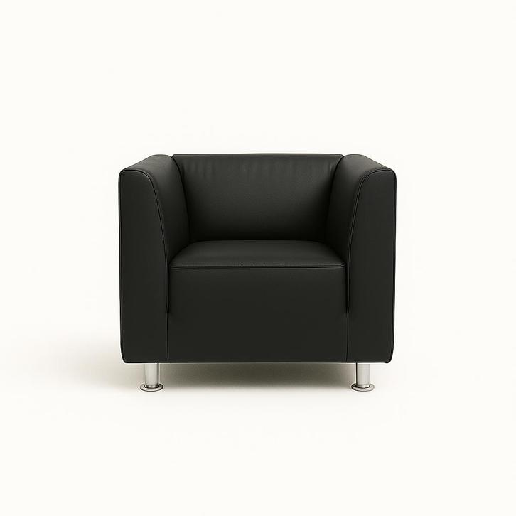 Tweedehands Fauteuil – Gelderland 4800 – Zwart, Huis en Inrichting, Fauteuils, Gebruikt, Leer, 50 tot 75 cm, 75 tot 100 cm, Ophalen of Verzenden