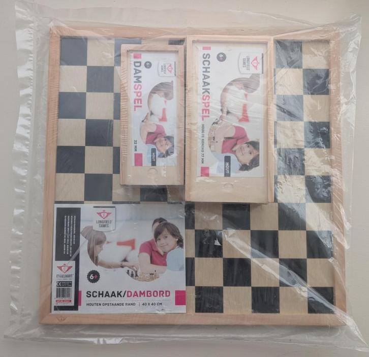 NIEUW - Schaakspel, Schaakbord + Schaakstukken + Damstenen, Hobby en Vrije tijd, Denksport en Puzzels, Nieuw, Schaken, Ophalen of Verzenden