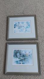 2 schilderijtjes zomers  tuintafereel, Ophalen, Minder dan 50 cm, Zo goed als nieuw, Schilderij