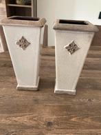 2 Bloempotten, Gebruikt, Vierkant, Ophalen of Verzenden, Aardewerk