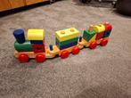 Houten Speelgoedtrein met Blokken, Kinderen en Baby's, Speelgoed | Houten speelgoed, Ophalen of Verzenden, Zo goed als nieuw, Duw- of Trekspeelgoed