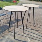 2x statafel met trespa blad 80 cm voor buiten metalen frame, Ophalen, Gebruikt, Overige kleuren, Twee