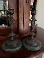 2 x Kandelaar met marmeren voet!, Ophalen, Koper of Brons