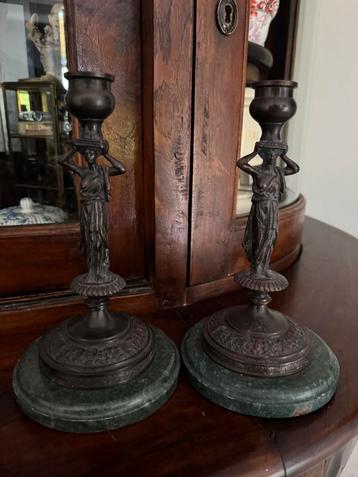 2 x Kandelaar met marmeren voet! beschikbaar voor biedingen