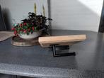 Toiletrolhouder met eiken houten plancet - Stoer & Handig!, Huis en Inrichting, Ophalen of Verzenden, Nieuw, Zwart, Handdoekenrek