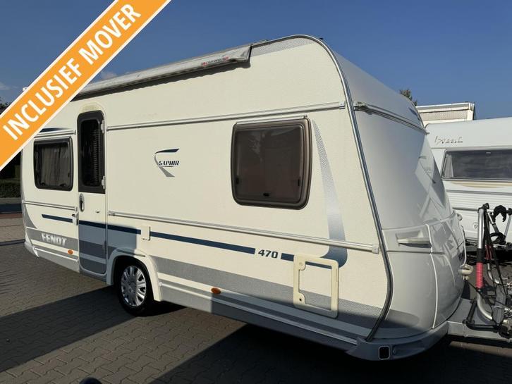 Fendt Saphir 470 TF / voortent / mover, Caravans en Kamperen, Caravans, Bedrijf, tot en met 4, 1000 - 1250 kg, Rondzit, Fendt