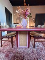 Eettafel vierkant webbing burgundy oudroze 4 persoons, Huis en Inrichting, Ophalen, 100 tot 150 cm, Vierkant, 50 tot 100 cm