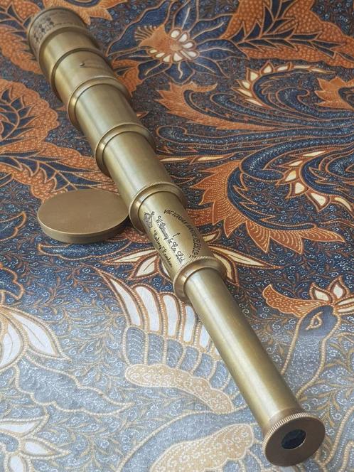 Mooie zware koperen Victorian telescoop uit Engeland in kist, Antiek en Kunst, Antiek | Woonaccessoires, Ophalen of Verzenden