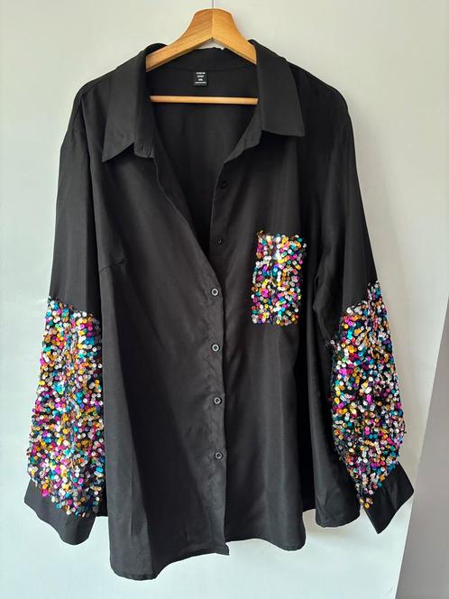 Blouse met pailletten maat 48, Kleding | Dames, Blouses en Tunieken, Zo goed als nieuw, Maat 46/48 (XL) of groter, Zwart, Ophalen of Verzenden