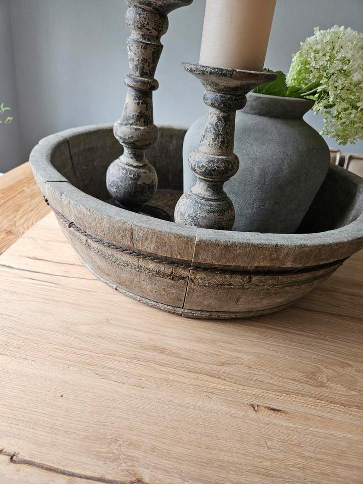 Super mooie grote olijfbak, Huis en Inrichting, Woonaccessoires | Schalen en Manden, Gebruikt, Schaal, Rond, Hout, Ophalen of Verzenden