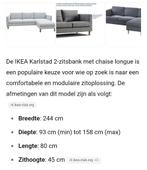 Ikea karlstad bank met chaise longe, Huis en Inrichting, Ophalen, Hout, Gebruikt, Driepersoons