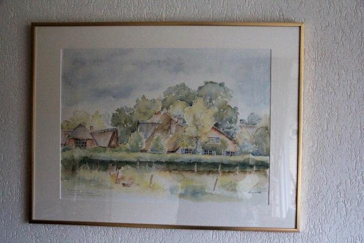 Aquarel, Jaap en Willem Dooijewaard eigen woonhuis + atelier, Huis en Inrichting, Woonaccessoires | Schilderijen, Tekeningen en Foto's