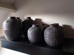 Taupe vazen met geometrisch patroon, Ophalen, Overige kleuren, Aardewerk of Porselein, Zo goed als nieuw