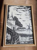 Houtsnede Enkhuizen Gouwsboom met molen Kolhorn gesigneerd H, Ophalen