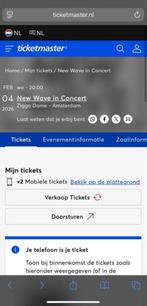 2 kaartjes voor New Wave concert Ziggo Dome, Twee personen