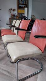 Toon de Wit vintage jaren 50-60 buisstoelen en tafel, Huis en Inrichting, Ophalen, Gebruikt, Wit, Vier