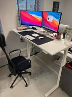 2x Ikea Mittzon Zit Sta Bureau + stoel - Zo goed als nieuw!, Ophalen, Wit, Zo goed als nieuw, Bureaukruk