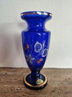 Nieuwe Boheems vaas, kobaltblauw glas, 20 cm — Tsjechoslowa, Ophalen of Verzenden