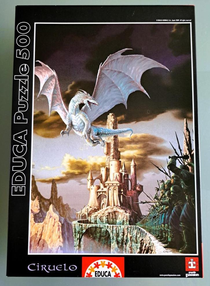Educa draken puzzel Hobsyllwin Attack (Ciruelo) 500 stukjes, Hobby en Vrije tijd, Denksport en Puzzels, Zo goed als nieuw, Legpuzzel