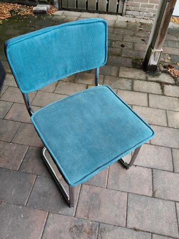 Vintage Blauwe Stoel - Corduroy Bekleding beschikbaar voor biedingen