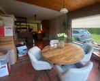 Complete eethoek mangohouten tafel en 4 draaibare stoelen, Huis en Inrichting, Complete eetkamers, Ophalen, Zo goed als nieuw