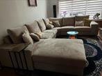 U bank beige greige velvet, Huis en Inrichting, Banken | Complete zithoeken, Ophalen, Zo goed als nieuw